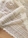 Cotton Embroidered Lace Vintage Style Lace Fabric in Ivory French Lace Fabric Wedding Fabric by Yard
