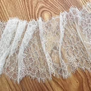 3 Meters/Lot Off White Eyelash Lace Wedding Dress Fabric for Bridal Veil Lace image 1