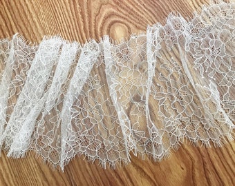 3 Meters/Lot Off White Eyelash Lace Wedding Dress Fabric for Bridal Veil Lace