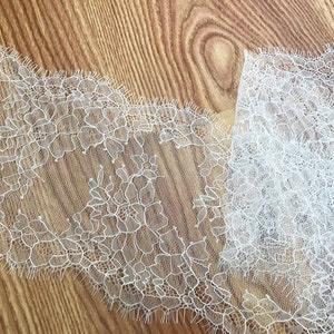 3 Meters/Lot Off White Eyelash Lace Wedding Dress Fabric for Bridal Veil Lace image 4