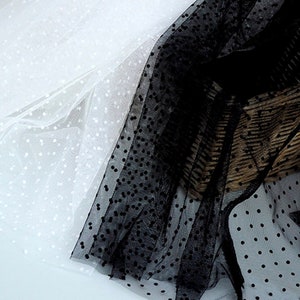 70 yards Flocked Polka Dot Mesh Tulle Fabric High Quality Polyester Stretch DIY Dress Wedding Decoration Puff Skirt Net Cloth