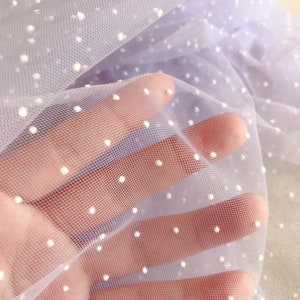 Lavender Polka Dot Flocked Mesh Fabric Tulle Mesh Fabric With Flocked Dots By The Yard