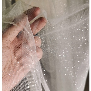 Off White Glitter Tulle Lace Fabric Soft Bridal Veil Tulle For Bridal Wedding Gown