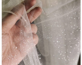 10 Yards Off White Glitter Tulle Lace Fabric Soft Bridal Veil Tulle For Bridal Wedding Gown