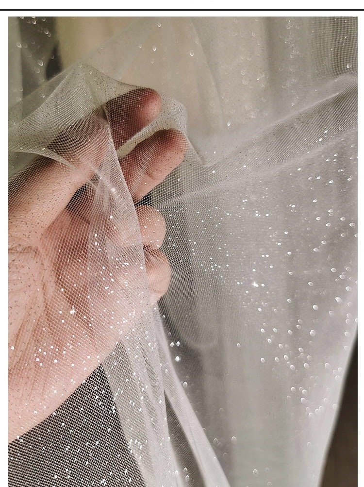 Tulle Fabric Glitter Spray Silver By The Meter for Wedding Dresses Ski – My  Store5