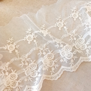 5m/Lot Creme Stickerei Spitze Borte Brautspitze Florale Spitze Baumwolle Stickerei Spitze Stoff