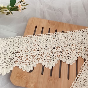 5 yards Cream Lace Trim Cotton Embroidered Lace Ribbon Crochet Lace Fabric DIY Handmade Craft Clothes Sewing Accessories
