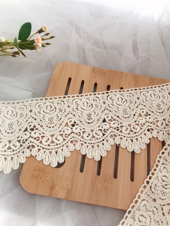 5 Yards Cream Lace Trim Cotton Embroidered Lace Ribbon Crochet Lace Fabric DIY Handmade Craft Clothes Sewing Accessories Etsy UK