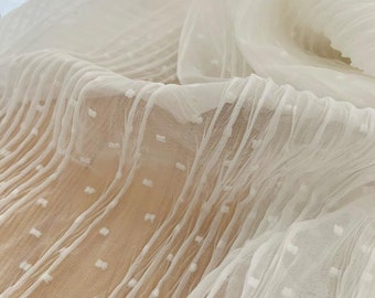 Tela de encaje de panel de gas plisada de 1 yarda de color blanco cortada a medida Pliegue vertical de acordeón