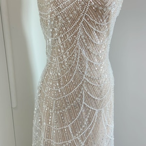 Off White Clothing Lace Beaded Embroidery Branch Strips Fabric Wedding ...