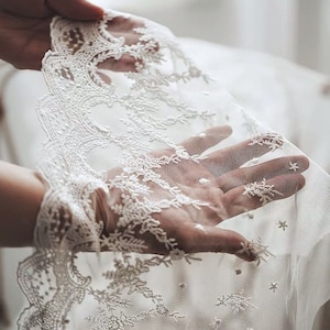 5Yards/Lot Cream Lace Trim Embroiderd Lace With Retro Flowers Cotton Tulle Lace Mesh Lace Cream Lace For Craft Couture
