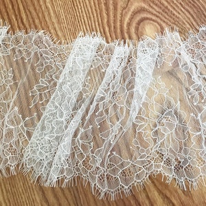 3 Meters/Lot Off White Eyelash Lace Wedding Dress Fabric for Bridal Veil Lace image 2