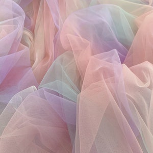Colorful Gradient Rainbow Soft Mesh Tulle Fabric DIY Sewing African Net Fabric Tutu Skirt Princess Dress Wedding Party Decor JB1230