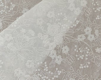 1 Yard Cotton Lace Fabric Embroidered Lace Fabric With Retro Florals