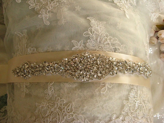Rhinestone Bead Applique Bridal Sash Applique Rhinestone  display picture 2