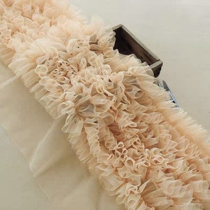 28cm Apricot Ruffle Lace Fabric Handmade DIY Material Wedding Dress Clothing Accessories Lace Trim