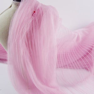 2 Meter Rosa Plissee Netzstoff Kleid Tüll für Kleidungsstücke Dekoration Kunsthandwerk