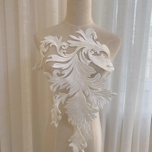 1 pieza Bordado Encaje Applique Encaje Nupcial Applique Vestido de Novia Encaje Aplique Con Flores