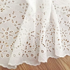 1 yard Cotton Lace Trim Embroidered Eyelet Lace Trim  With Hollowed Out Floral