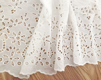 1 yard Cotton Lace Trim Embroidered Eyelet Lace Trim  With Hollowed Out Floral