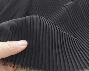 2 yards Black Pleated Chiffon Fabric Dress Chiffon For Garments Decoration Crafts