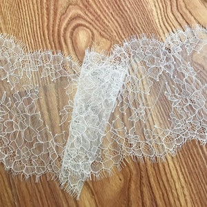 3 Meters/Lot Off White Eyelash Lace Wedding Dress Fabric for Bridal Veil Lace image 8