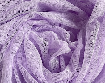 1 yarda de tela de encaje de malla jacquard con lunares color lavanda, tela de malla jacquard para bodas, ideal para coser vestidos y faldas de tul para niñas.