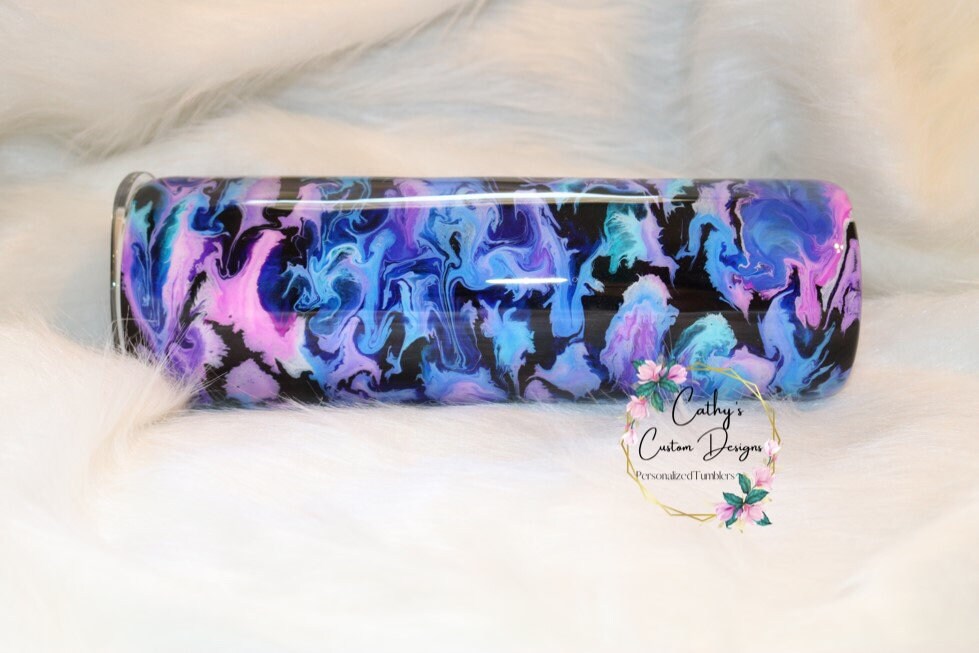 Alcohol ink Epoxy tumbler. Personalized. Made to order. Etsy