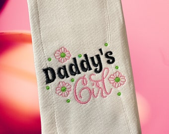 Baby Girl Burp Cloth, baby gift, new baby gift ideas, daddy's girl burp cloth, baby burp cloth, baby shower gift ideas, embroidered gifts