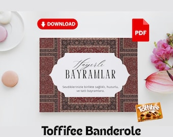 Ramadan Toffifee Banderole - EID Banderole Toffifee - Bayram - Druckvorlage PDF, 3 Sprachen inkl. Deutsch Türkisch Englisch, Sofortdownload