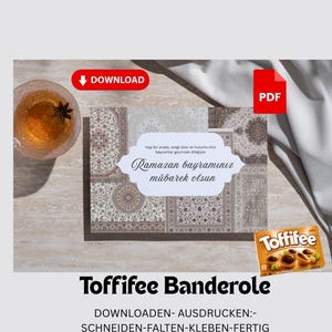 Banderola de Ramadán - Banderola de EID - Bayram - Plantilla PDF imprimible, 3 idiomas, incluyendo alemán, turco e inglés, descarga instantánea