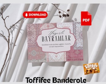 Ramadan Toffifee Banderole - EID Banderole Toffifee - Bayram - Druckvorlage PDF, 3 Sprachen inkl. Deutsch Türkisch Englisch, Sofortdownload