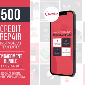 500 Credit Repair Templates, Credit Repair Instagram Posts, Credit Repair Marketing, Credit Repair Content for Credit Repair Service