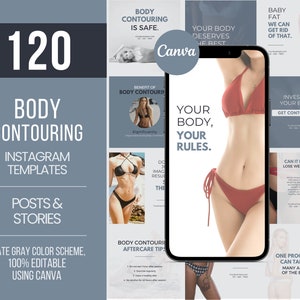 120 Body Sculpting Templates, Body Sculpting Flyers, Body Contouring Instagram Post, Body Contouring Templates, Body Contouring Services