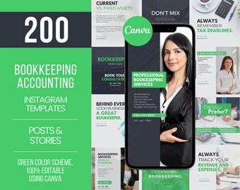 200 Bookkeeping Templates, Bookkeeping Social Media Posts, Bookkeeping Flyer, Bookkeeping Marketing, Bookkeeper Instagram, Accountant Flyer