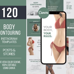 120 Body Sculpting Templates, Body Sculpting Flyers, Body Contouring Instagram Post, Body Contouring Templates, Body Contouring Services