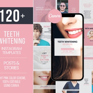 120 Teeth Whitening Templates, Teeth Whitening Flyer, Teeth Whitening Instagram Post, Teeth Whitening Story, Dentist Instagram Template