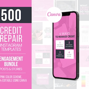500 Credit Repair Templates, Credit Repair Instagram Posts, Credit Repair Content, Credit Repair Marketing for Credit Repair Service