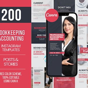 200 Bookkeeping Templates, Bookkeeping Marketing, Bookkeeping Social Media Posts, Bookkeeping Flyer, Accounting Flyer, Bookkeeper Instagram