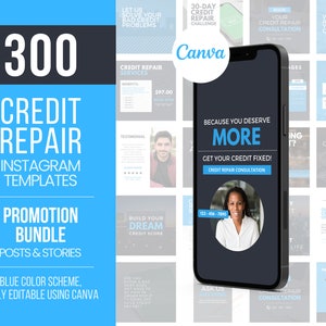 300 Credit Repair Templates, Credit Repair Flyer, Credit Repair Marketing, Credit Repair Instagram Posts for Credit Repair Service
