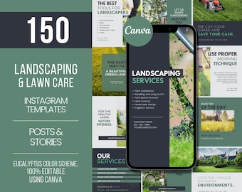 150 Landscaping Templates, Landscaping Flyer for Landscaping Marketing, Lawn Care Social Media Posts, Landscaping Advertising for Landscaper