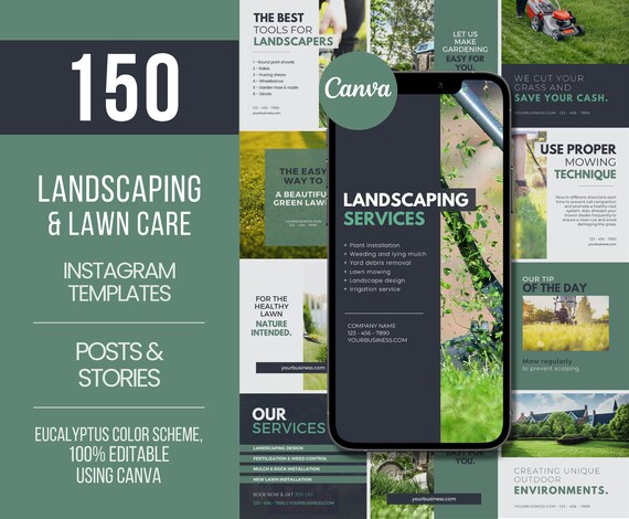 150 Landscaping Templates, Landscaping Flyer for Landscaping Marketing, Lawn Care Social Media Posts, Landscaping Advertising for Landscaper