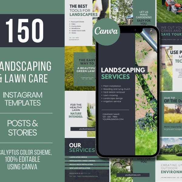 150 Landscaping Templates, Landscaping Flyer for Landscaping Marketing, Lawn Care Social Media Posts, Landscaping Advertising for Landscaper