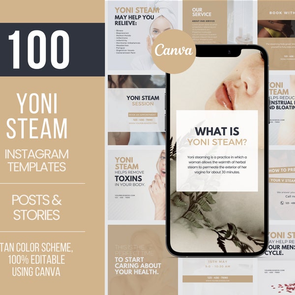 100 Yoni Steam Templates, V Steam Templates, Yoni Steam Flyer, Yoni Steam Instagram, V-steams, Vaginal Steaming, V Steam Instagram Post