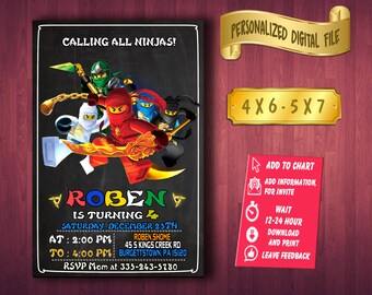 Invitation Anniversaire Ninjago Etsy France