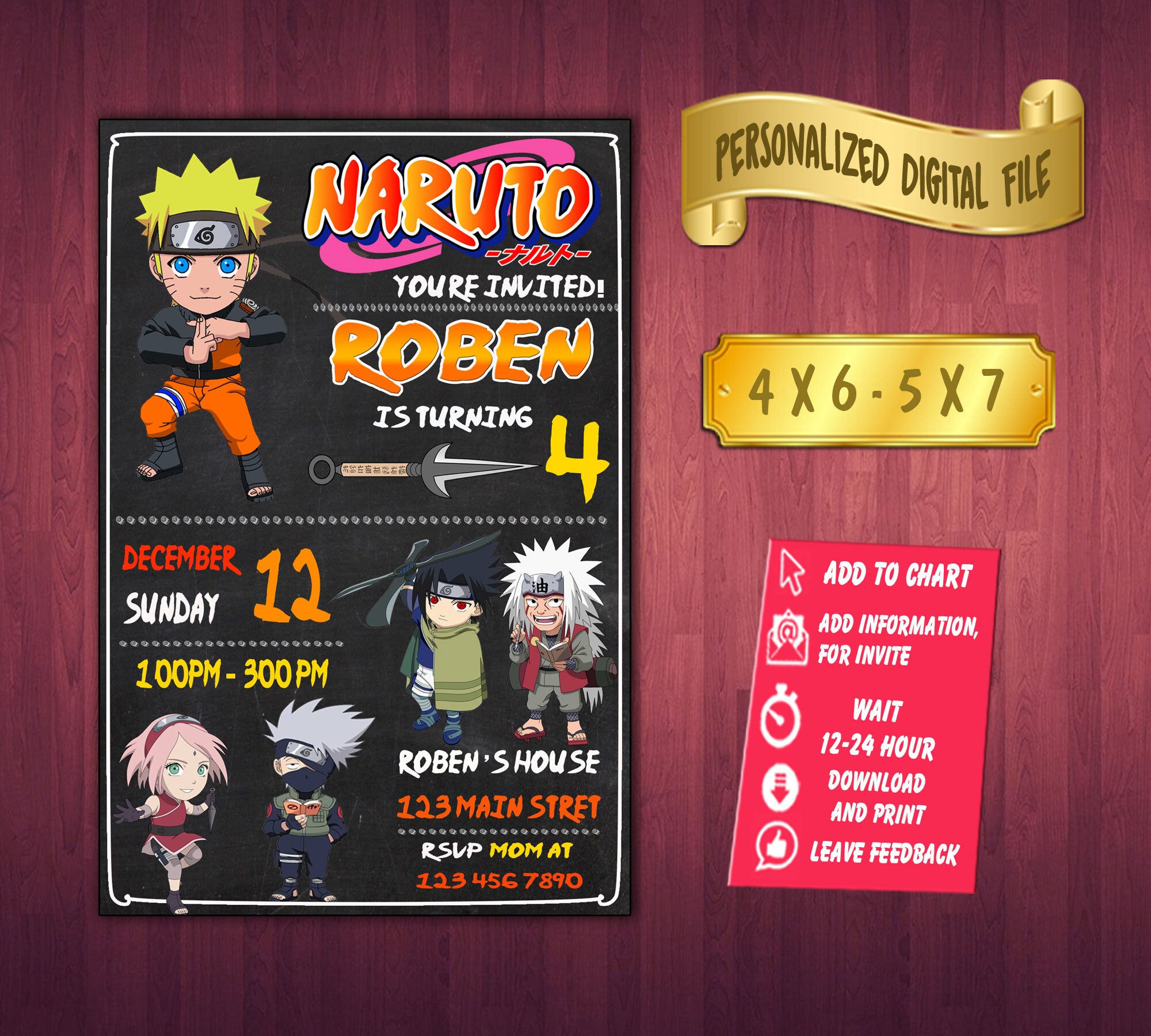 Invitations & Announcements Paper Naruto digital invitation Greeting
