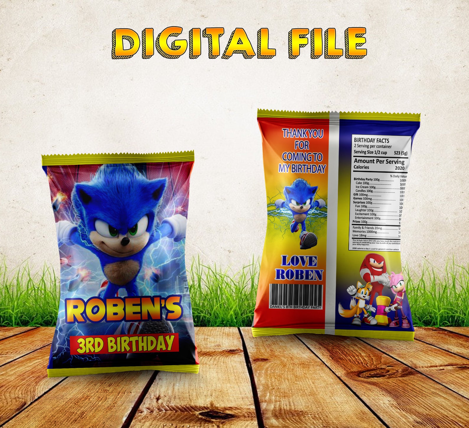 Sonic Chip Bags Sonic Birthday Chip Bag Sonic Party Chip Etsy