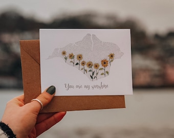 You Are My Sunshine Sunflower Isle of Wight Card Design | Dotty Isle