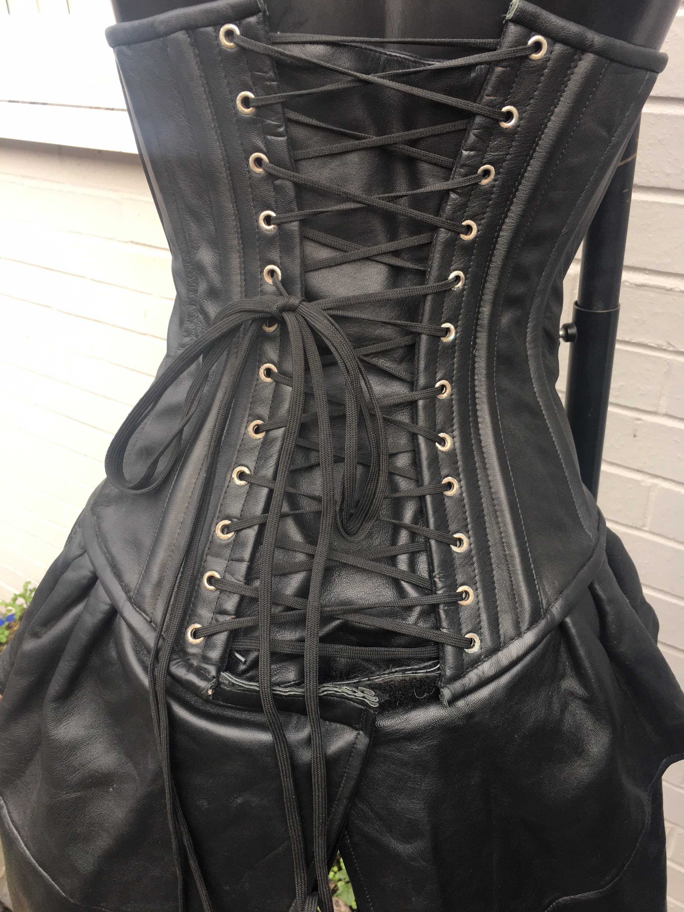 Black Leather Overbust Corset Dress - Etsy