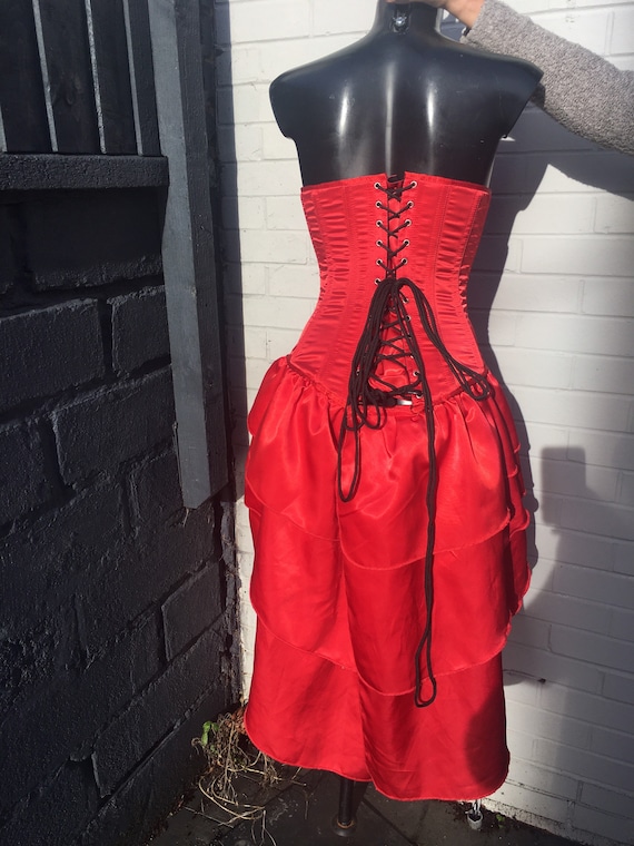 Red Satin Overbust Corset Dress -  Canada